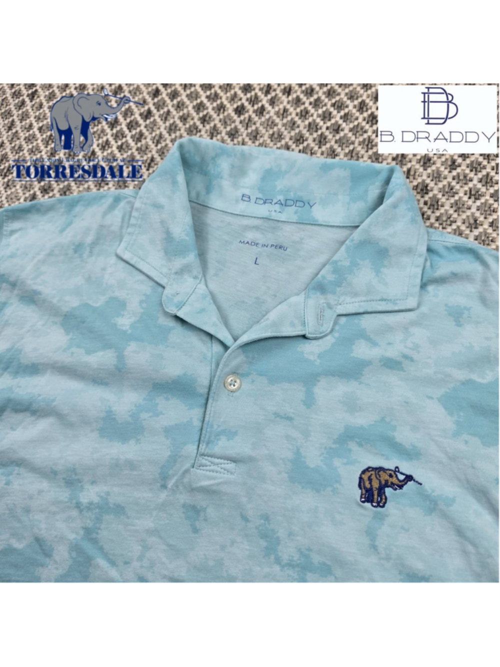 Union League Torresdale B Draddy Polo Shirt Mens L Blue Pima